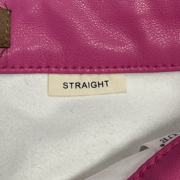 Judy Blue Faux Leather Pants Womens 7/28 (29x30) Pink Straight Leg Highrise - Picture 3 of 10